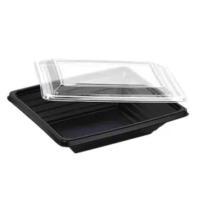 Boîte salade Pyramipack noire + couvercle transparent