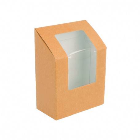 Boîte à wraps kraft avec fenêtre pour transporter deux wraps snacking