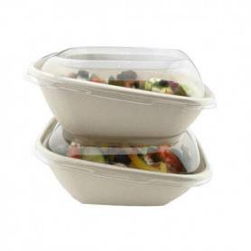 Saladier bagasse - bol salade vente à emporter - forme bizeautée pour présenter vos produits en vitrine