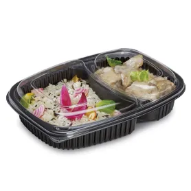 Barquette noire cookipack 2 compartiments + couvercle