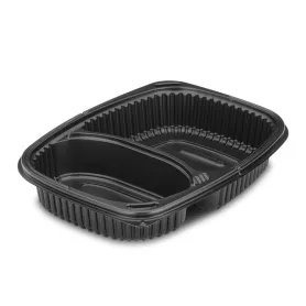 Barquette noire cookipack 2 compartiments + couvercle