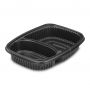 Boite noir cookipack 2 compartiments + couvercle barquette chaud micro onde