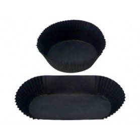 Caissette papier plisée format rond  et format barque - Caissette pâtissière noire ronde et rectangle
