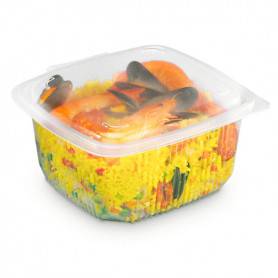 Boîte charnière couvercle rentrant micro-ondable pour plats chauds