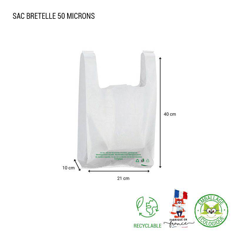 Sac Bretelle Plastique Personnalisé - 50 microns - Qualité Pro