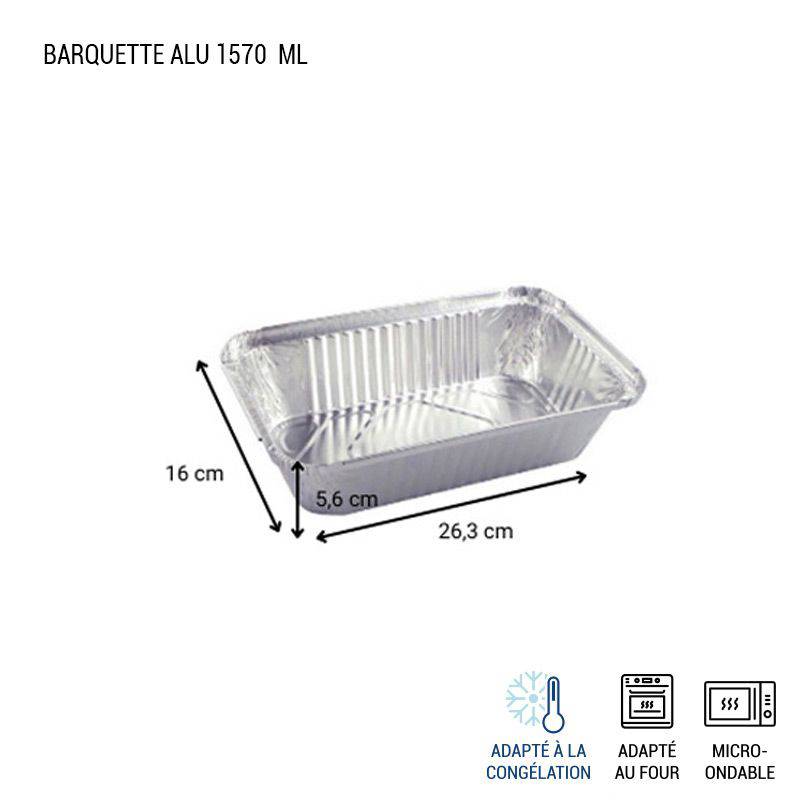 LOT 10 BARQUETTES ALUMINIUM AVEC COUVERCLE 1L CONGÉLATION CUISSON