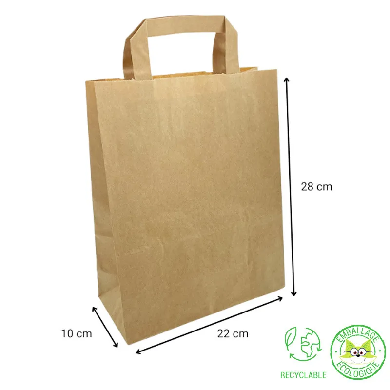 Sac cabas kraft brun poignées plates