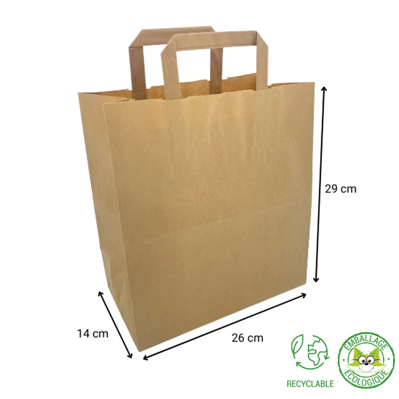 Sac cabas kraft brun poignées plates