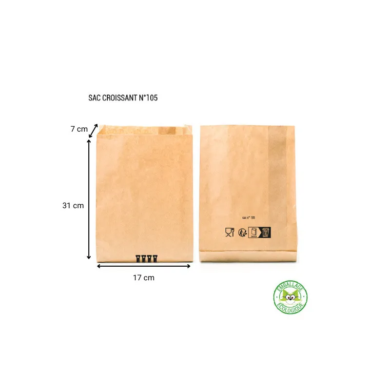 Sac croissant  kraft brun