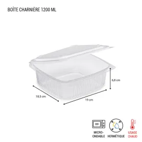 Boîte charnière couvercle rentrant micro-ondable