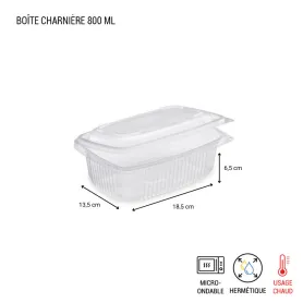 Boîte charnière couvercle rentrant micro-ondable