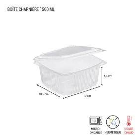 Boîte charnière couvercle rentrant micro-ondable