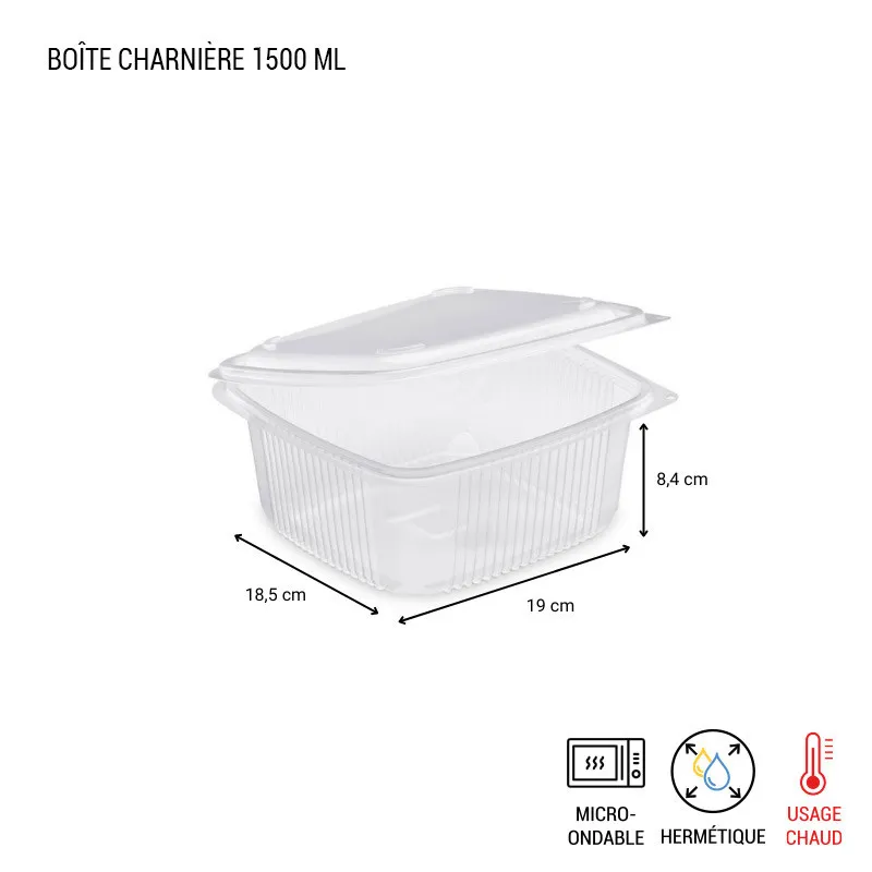 Boîte charnière couvercle rentrant micro-ondable