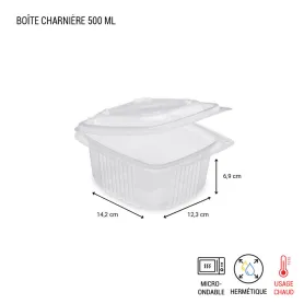 Boîte charnière couvercle rentrant micro-ondable