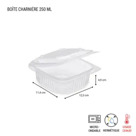 Boîte charnière couvercle rentrant micro-ondable