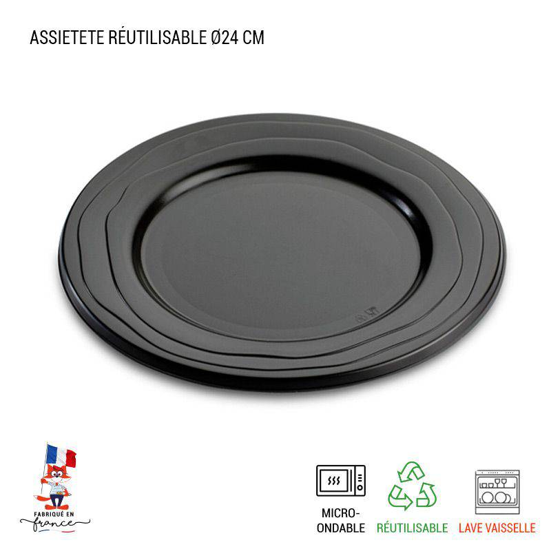 Fourchette plastique réutilisable Starck recyclable noire par 50