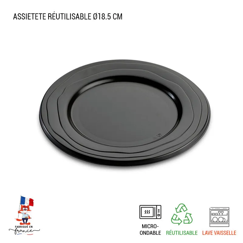 Assiette réutilisable noire