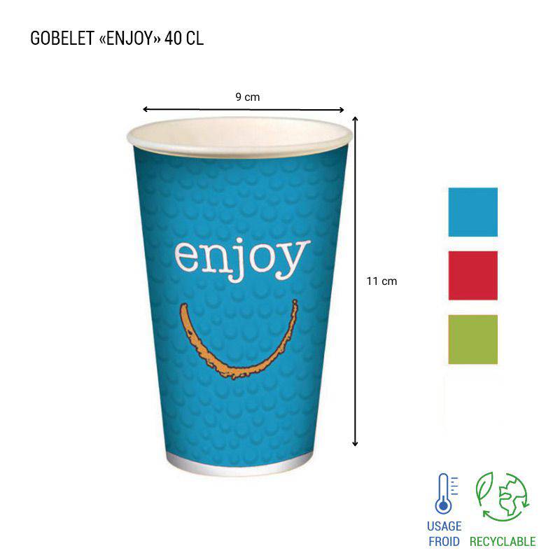 Gobelet carton Enjoy, vaisselle jetable écologique économique