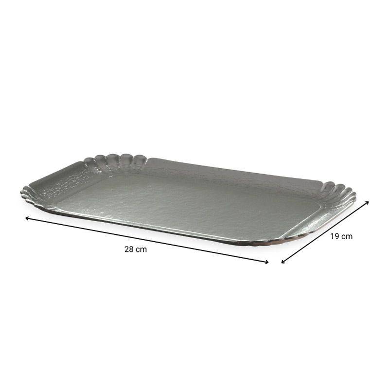 Plateaux traiteur jetables argent de forme ovale 46x30 cm - Flo