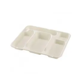 Plateau repas bagasse 5 compartiments + couvercle