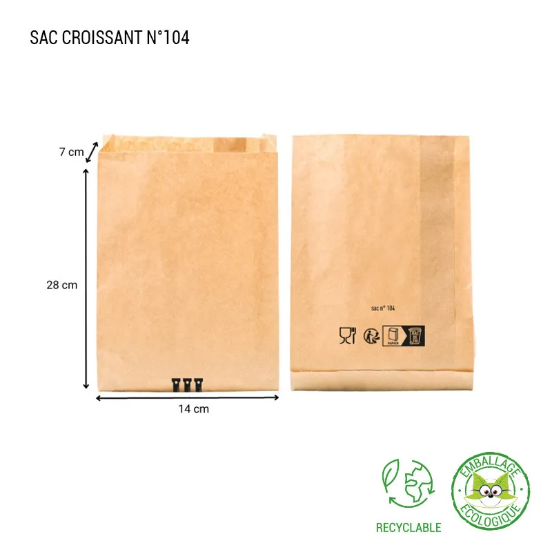 Sac croissant  kraft brun