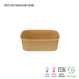 Barquette rectangulaire micro-ondable kraft brun