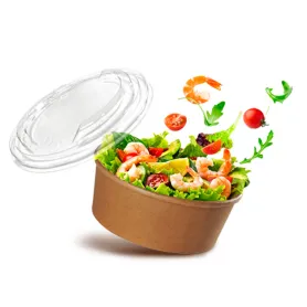 Boîte salade ronde kraft brun