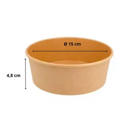 Boîte salade ronde kraft brun