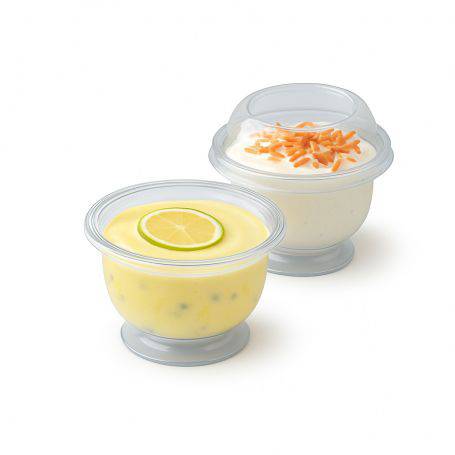 Coupe à pied dessert - chaud / froid + couvercle dôme réutilisable