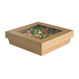 Boîte salade kraft brun + couvercle fenêtre