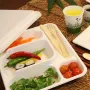 Plateau repas bagasse 5 compartiments + couvercle-3985
