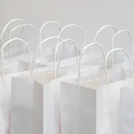 Sac cabas kraft blanc poignées torsadées