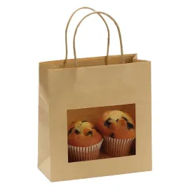 Sac cabas kraft brun fenêtre poignées torsadées