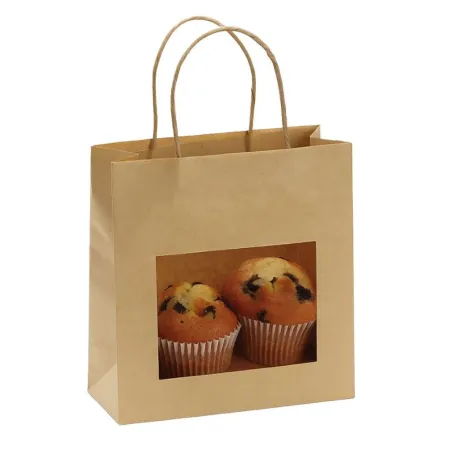 Sac cabas kraft brun fenêtre poignées torsadées