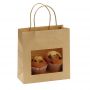 Sac cabas kraft brun fenêtre poignées torsadées-4051