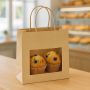 Sac cabas kraft brun fenêtre poignées torsadées-4053