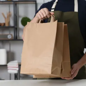 Sac cabas kraft brun poignées plates