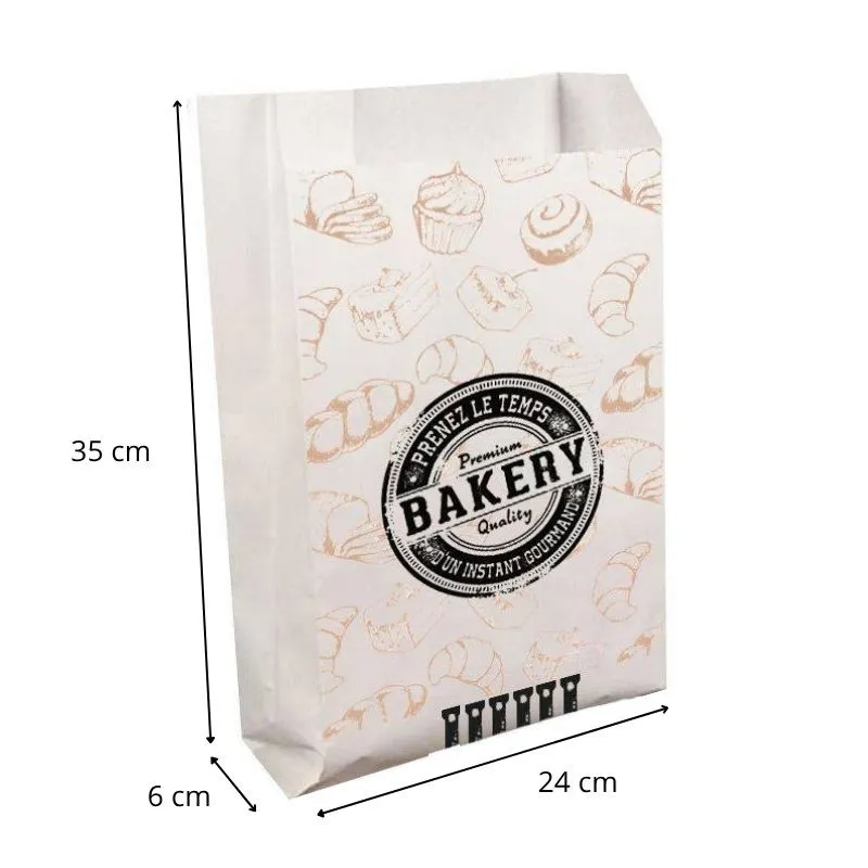 Sac croissant kraft blanchi imprimé