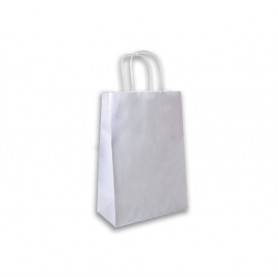 Sacs cabas kraft blanc poignées torsadées - Sac biodégradable en papier kraft blanc